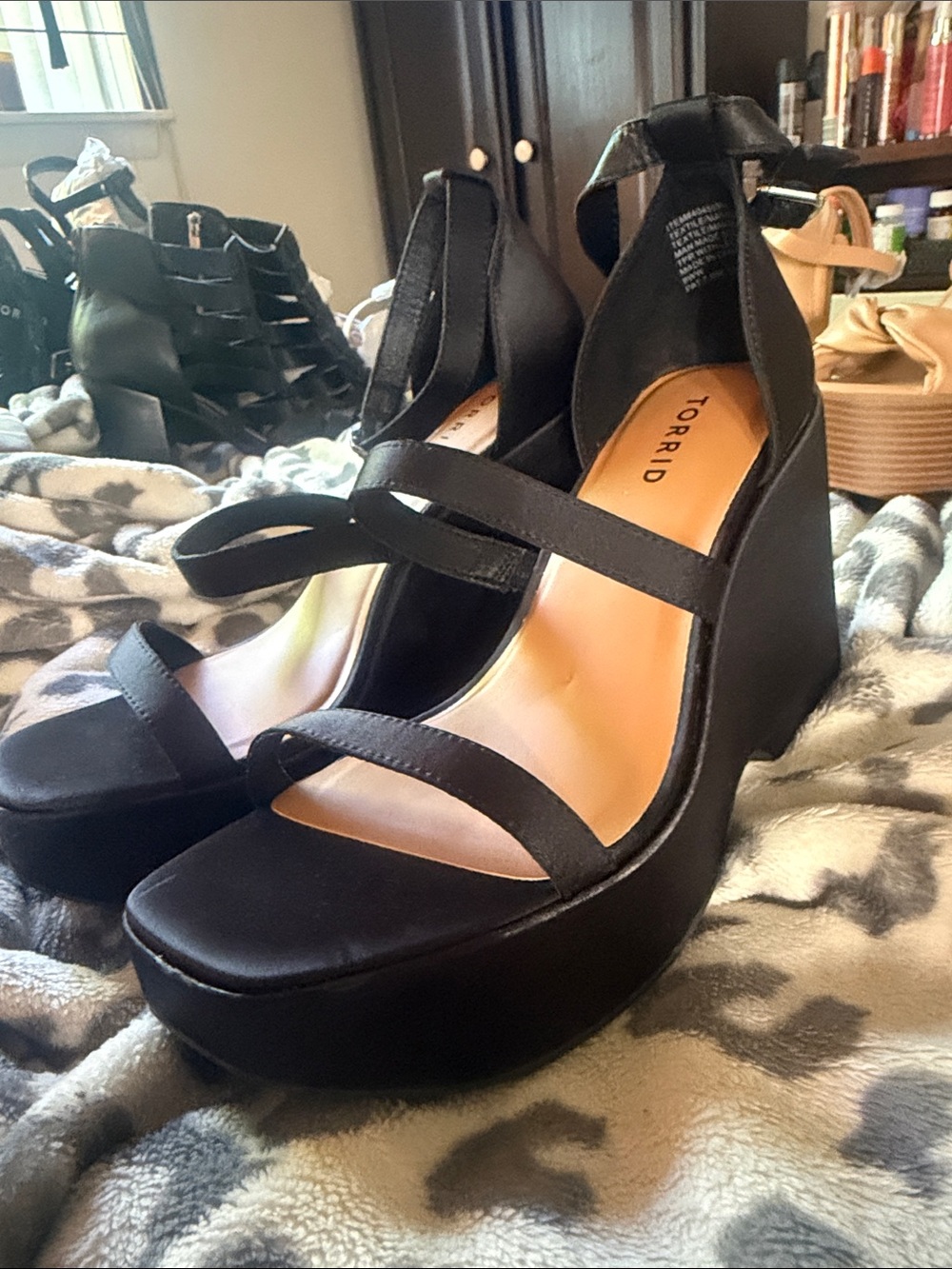 Torrid Black Platform Block Heel Sandals Size 9WW